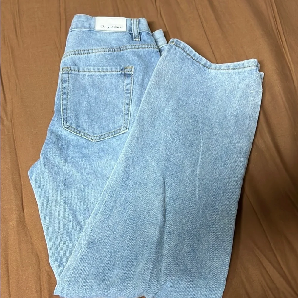 Angel Kiss women Blue Straight Leg Jeans with Floral Embroidery - Picture 6 of 8